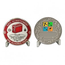100 Finds - Geo- Achievement Award Geocoin