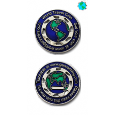 World Traveler Geocoin - Blue World Traveler Geocoin - Blue