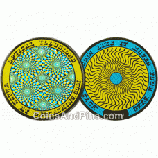 Optical Illusions Geocoin - yammering yellow Optical Illusions Geocoin - yammering yellow